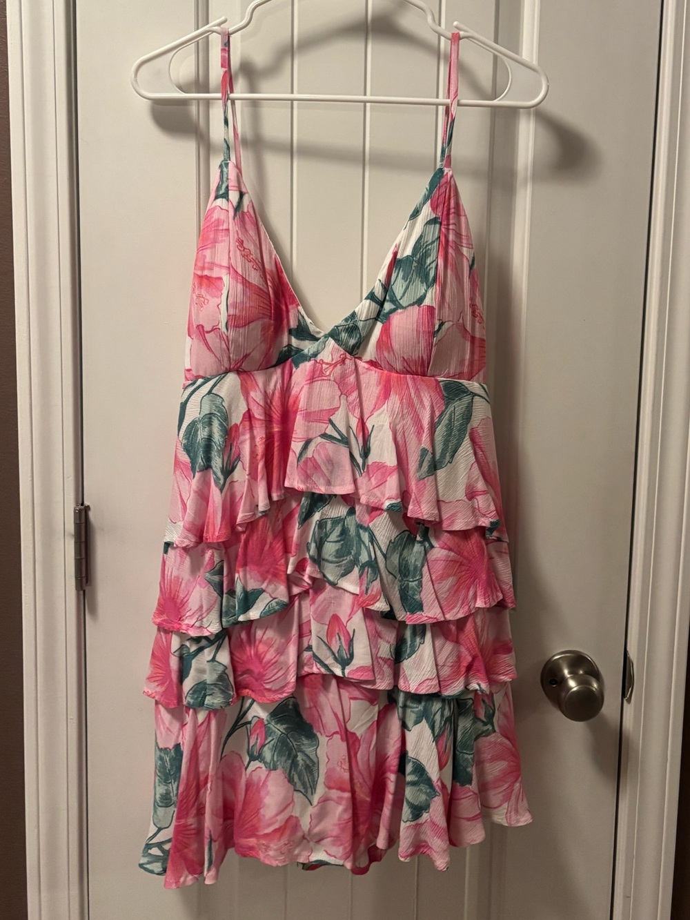Hollister Pink Floral Tiered Ruffle Sundress